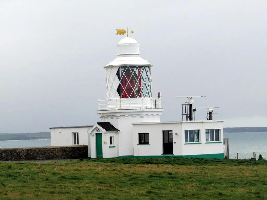 Lighthouse and wildflower clifftops at St Ann's Head on the Dale peninsula