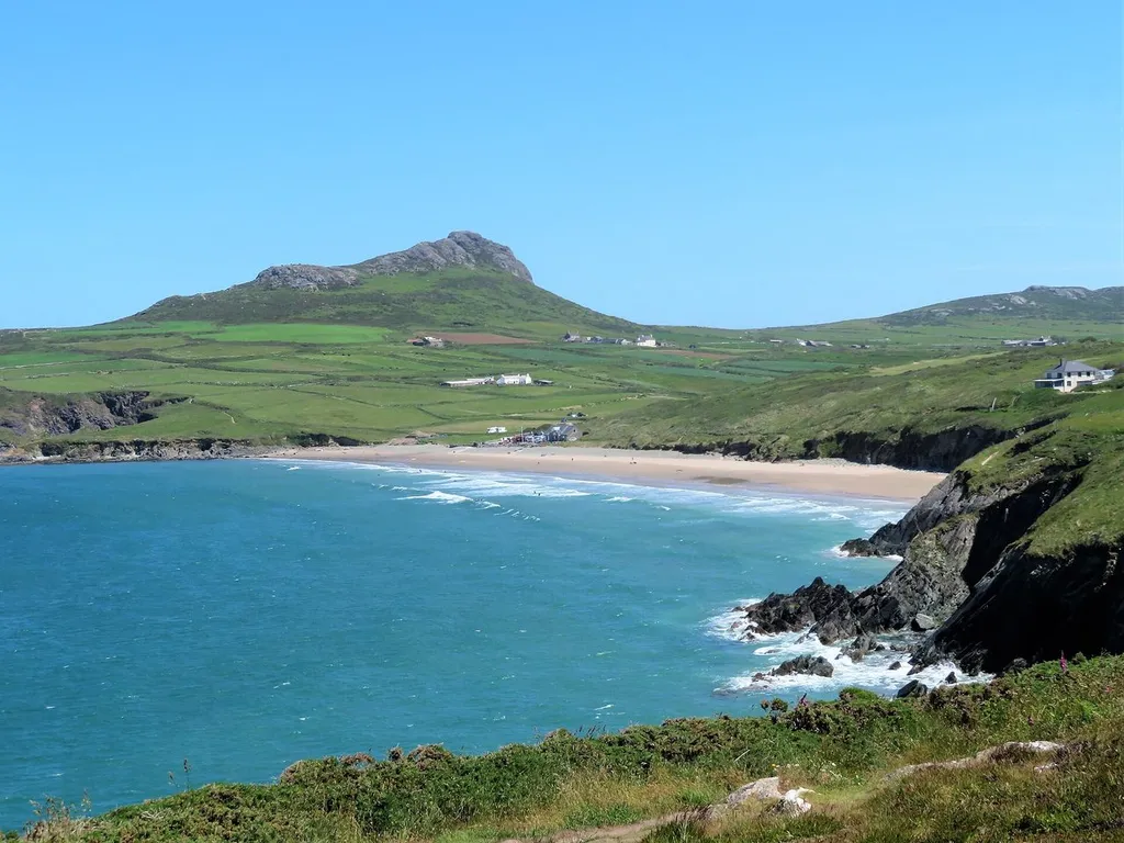 Whitesands Blue Flag surf beach below Carn Llidi near St Davids